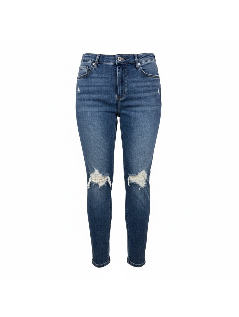 Judy Blue Women's Blue Distressed Skinny Jeans with Knee Rips, Size 14W